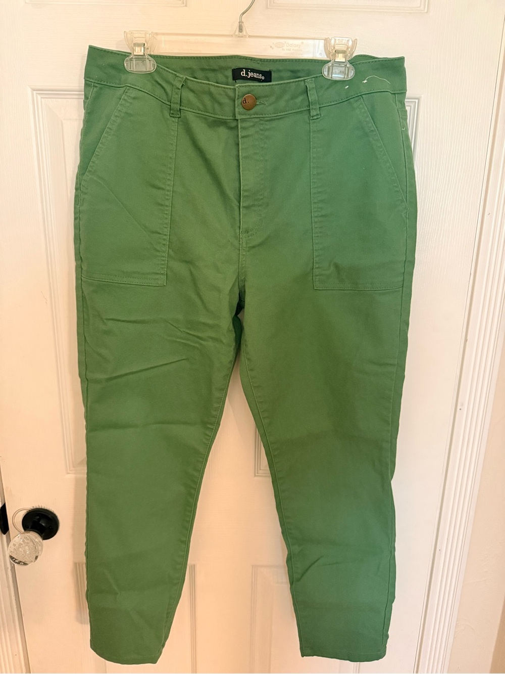 d. jeans Olive Green Cotton Cropped Utility Trousers Size 16
